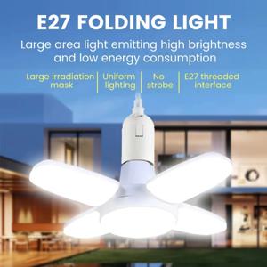 E27 팬 모양 LED 전구 AC85-265V 28W 접이식 LED 전구 램프 가정용 거실 창고 차고 천장 조명