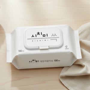 시치미 쓱 물티슈 대용량 캡형 두꺼운 휴대용 엠보싱 물티슈 100매 8팩