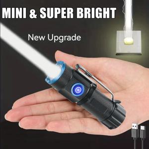 20W 미니 손전등 슈퍼 밝은 P50 LED 손전등 꼬리 자석 16340 배터리 USB 충전식 캠핑 비상 토치