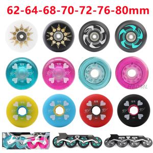 인라인 스케이트 휠 62mm 64mm 68mm 70mm 72mm 76mm 80mm 롤러 스케이트 락 팬시 휠 PU 타이어 83A/85A/90A 베어링 프리 스타일