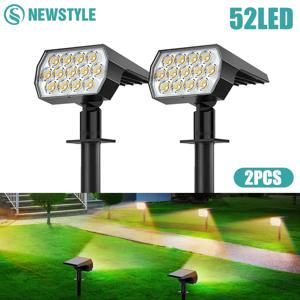1-2PCS 52LED 태양광 스팟 조명 야외 IP65 방수 3가지 조명 모드 정원 마당 나무 잔디밭 통로용 조경 벽 램프