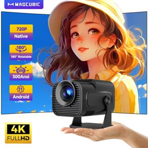 Magcubic HY320 미니 새로 네이티브 720P 안드로이드 11 4K 프로젝터 300ANSI Wifi6 BT5.0 시네마 야외 휴대용 180 °   회전식 프로젝터
