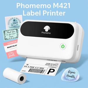 포메모 M421 라벨 프린터 4x6 배송용 열전사 라벨 메이커, 휴대폰 및 PC 호환, 포장용 휴대용 블루투스 프린터