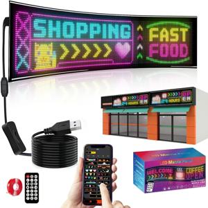 스마트 LED 매트릭스 패널 스크롤링 밝은 광고 USB 5V 블루투스 앱 원격 제어 사인 라이트 프로그래밍 가능 LED 자동차 사인