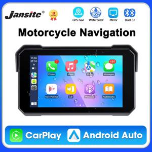 Jansite 5인치 오토바이 네비게이션 GPS 무선 Carplay 및 Android Auto IPX7 방수 디스플레이 듀얼 블루투스 5.0 모토 모니터