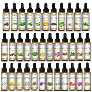 EUQEE 10ml 순수 에센셜 오일 페퍼민트 팔로 산토 베르가못 유칼립투스 라벤더 계피 삼나무 아로마 테라피 에센셜 오일