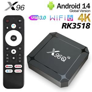 X96Q 안드로이드 14.0 TV 박스 RK3518 쿼드 코어 WiFi 6 블루투스 5.0 4K 울트라 HD 스마트 미디어 플레이어 USB 3.0 H.265 HDR10 셋톱 박스