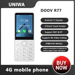 DOOV R77 스마트 터치 스크린 키패드 모바일 4G 카메라 없는 휴대폰 3GB+32GB 2100mAh 2.8인치 스마트폰 안드로이드 히브리어 키보드