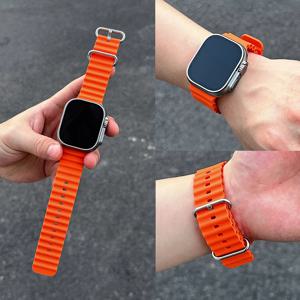 애플워치 밴드 울트라 3 2 49mm 46mm 44mm 40mm 42 41 45 스포츠 브레이슬릿 iWatch 시리즈 11 10 9 7 8 6 SE3 공식 오션 스트랩