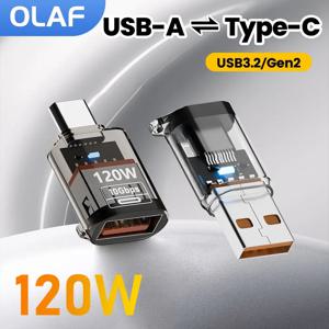 120W C타입 to USB A OTG 어댑터 고속 충전 USB3.2 to C타입 암 어댑터 고속 충전 OTG (아이폰 15, 16, 맥북, 아이패드용)