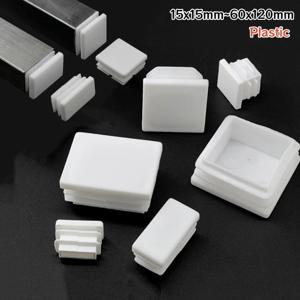 정사각형/직사각형 플라스틱 흰색 블랭킹 엔드 캡 튜브 파이프 삽입 플러그 마개 15x15 ~ 60x120mm 미끄럼 방지 테이블 의자 발 커버