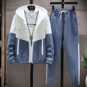 M-6XL 일본 및 한국 신상 남성 스포츠웨어 세트 가을 캐주얼웨어 남성 후드 재킷 다리 묶는 바지 트렌디 캐주얼 수트