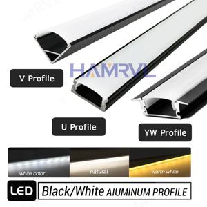 1M/0.5M 블랙/화이트 LED 알루미늄 채널 Led 스트립 따뜻한 V/U/YW 블랙 밀키 커버 Led 바 라이트 DC12V 6000/4000/3000K 장식