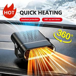 2 IN 1 자동차 냉난방 팬 12V/24V 휴대용 제습기 자동차 앞유리 회전식 제상기 에너지 절약형 자동차 히터 팬