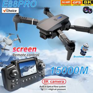 E88 PRO 8K HD 드론 광각 카메라 WiFi FPV 고도 유지 접이식 RC 쿼드콥터 항공 촬영 장난감 휴일 선물