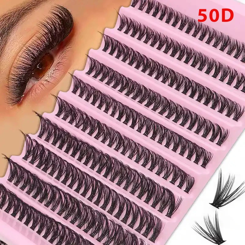 200개 DIY 개인용 속눈썹 40P 속눈썹 클러스터 자연스러운 외모의 가늘고 풍성한 속눈썹 9-16MM D 컬 헤어 개인용 클러스터 속눈썹