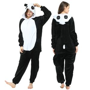 Kigurumi 성인 플러스 사이즈 팬더 잠옷 코스프레 할로윈 겨울 여성 Onesies 플란넬 후드 점프 슈트 커플 남성 의류