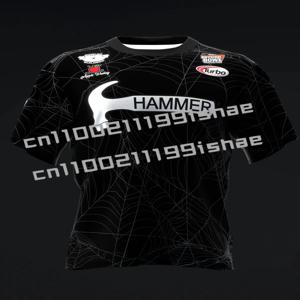 2026년 신제품 HAMMER 스포츠웨어: 남녀 패션 트렌디 캐주얼 탑 티셔츠 장미 패턴 및 브랜드 로고 트렌디 디자인