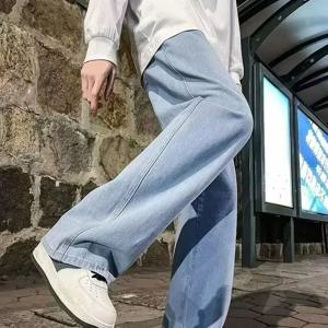 봄가을 신상 미국식 드로스트링 남성 청바지, 루즈핏 다용도 캐주얼 팬츠, 트렌디 워싱 남성 바지