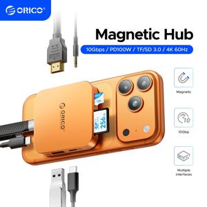 오리코 마그네틱 M.2 2230 NVMe SSD 외장 케이스 10Gbps USB C 도킹 스테이션 (4K60Hz HDMI-COM, SD/TF 카드 슬롯, 아이폰용 100W PD 충전 기능 포함)