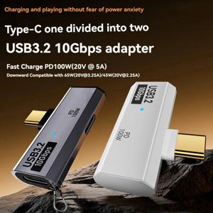 ROG Ally, Steam Deck, 노트북 및 휴대폰용 2-in-1 USB C 스플리터 타입-C 10Gbps 오디오 어댑터(100W PD 충전 기능 포함)