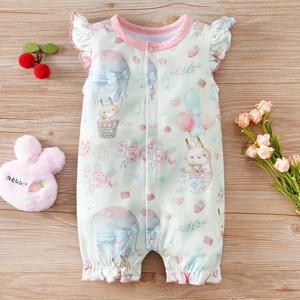 IURNXB 소녀를위한 신생아 아기 Romper 사랑스러운 다람쥐 & 뜨거운 공기 풍선 인쇄 민소매 Onesie 캐주얼 의류 Playwear 0-12M
