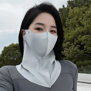 야외용 UV 차단 아이스 실크 페이스 마스크 넥 스카프: 여성용 여름 스포츠 사이클링 랩 - 자외선 차단, 방진 기능