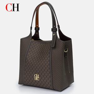 CH 라이트 럭셔리 마이야르 톤 모노그램 프린트 여성용 토트백 - 대용량 다기능 스타일리시 핸드백