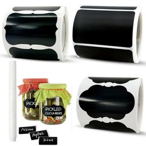 120Pcs/롤 3가지 스타일 지울 수 있는 흑판 스티커(지울 수 있는 펜 포함) 방수 칠판 라벨 1.4*2.2인치 가정 및 주방용