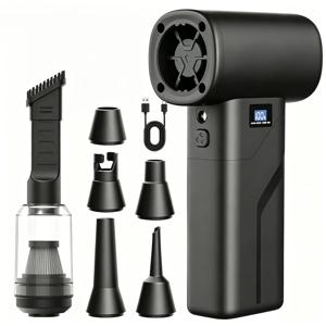 터보 제트 팬 110000 RPM 브러시리스 강력 팬 고출력 에어 블로워 무선 진공청소기 C타입 충전 및 LED 라이트 포함