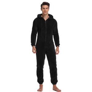 남성 겨울 따뜻한 테디 양털 스티치 Onesie 푹신한 잠옷 원피스 수면 라운지 파자마 점프 슈트 성인 남성을위한 후드 Onesies