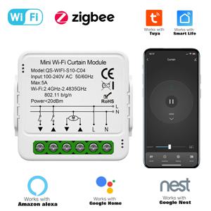 Tuya WiFi 스마트 커튼 스위치 롤러 블라인드 셔터 모듈은 Alexa 및 Google Home Assistant와 호환됩니다.