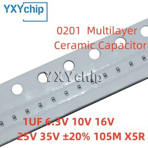 SMD 칩 다층 세라믹 캐패시터, 0201 1UF 6.3V 10V 16V 25V 35V ± 20% 105M X5R, 100 개
