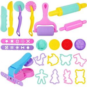 Playdough 도구 어린이를위한 액세서리 동물 커터가있는 플라스틱 Plasticene 장난감 놀이 반죽 금형 세트 어린이 퍼즐 파티 Faovr