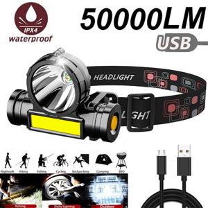 강력한 LED 헤드램프 토치 휴대용 USB 충전식 헤드 랜턴 손전등 방수 캠핑 낚시 헤드 LED 라이트 헤드랜턴