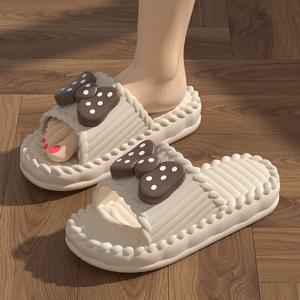 여성용 나비 넥타이 슬리퍼 Sweet Girls Flip Flops 야외 EVA 미끄럼 방지 비치 슬라이드 편안한 샌들 여름 패션 슬리퍼
