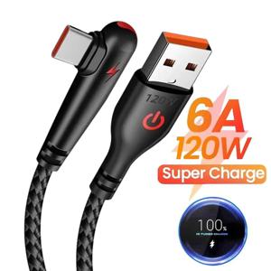 90도 팔꿈치 유형 C USB 고속 충전 케이블 화웨이 메이트 60 50 40 P60 P50 명예 Xiaomi Redmi POCO 120W 빠른 충전기 케이블