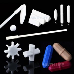 PTFE 자석 교반기 교반 막대 기어 모양, 구형, 십자형, 삼각형, 재활용 막대, 다양한 모양 흰색 교반 막대