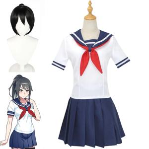 Ayano Aishi 코스프레 Ayano Aishi Jk 의상 합성 가발 애니메이션 역할 놀이 의상 의상