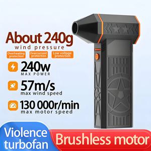 500000RPM X50 브러시리스 강력 팬 240W 고속 휴대용 8000mAh 충전식 57m/s 태풍풍 타입-C 충전 신제품