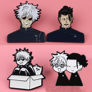 4pcs 크리 에이 티브 애니메이션 Jujutsu 브로치 귀여운 Gojo Satoru Itadori Yuji 옷깃 배지 배낭 셔츠 의류 쥬얼리 액세서리 선물