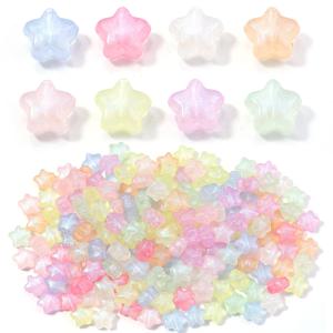 100개/묶음 10mm 인어색 아크릴 야광 비즈 컬러 스타 루즈 스페이서 비즈 DIY 팔찌 목걸이 보석 도매용
