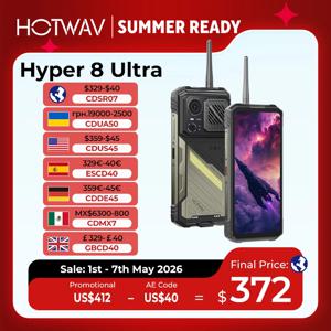 HOTWAV 하이퍼 8 울트라 러기드 폰 워키토키 하이 히토 AI 툴셋 125dB 모바일 폰 5G 12000mAh 55W 12GB 512GB 108MP 휴대폰