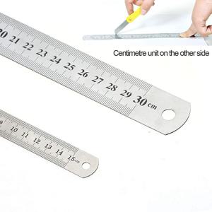 학생 목공을위한 스테인레스 스틸 금속 직선 자 그리기 및 초안을위한 직선 가장자리 측정 도구 15/20/30/50cm