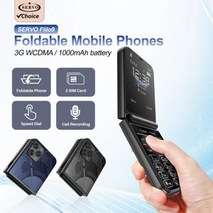 서보 플립 휴대폰 3G 셀룰러 통화 녹음 FM 라디오 손전등 2.6인치 컬러 디스플레이 2 SIM 접이식 휴대폰 스피드 다이얼