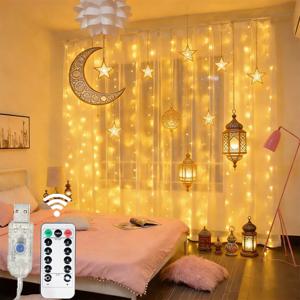 3/6M USB LED 커튼 8 모드 원격 제어 조명 휴일 웨딩 갈 랜드 침실 거실 장식 라마단 장식