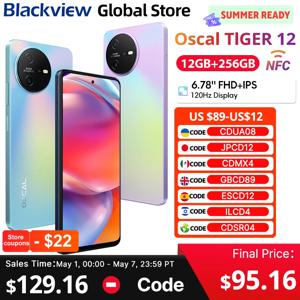 블랙뷰 WAVE 10 스마트폰: 6.88인치 HD+ 120Hz IPS 디스플레이, 옥타코어 프로세서, 8GB RAM, 256GB 저장 공간, 32MP 카메라, 5000mAh 배터리, 3개의 SIM 카드 슬롯, 안드로이드 16 운영체제.
