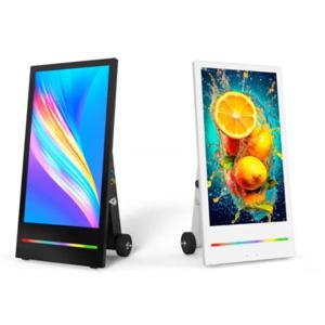 휴대용 43인치 30AH 70AH 배터리 안드로이드 1500니트 밝기 야외 방수 LCD 광고 이동식 포스터 스크린