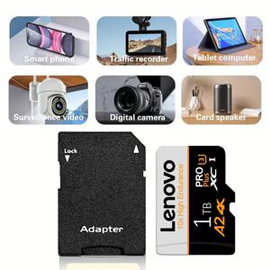 레노버 1TB 마이크로 TF/SD 카드 메모리 카드 128GB 고속 TF 플래시 카드 512GB 256GB 64GB 미니 SD/TF 카드 (휴대폰, 카메라, PC용)