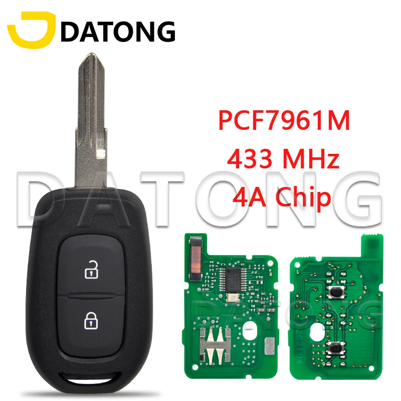Datong World 2 버튼 4A PCF7961M 433MHz, VAC102 블레이드 자동차 원격 키, Renault Sandero Logan Lodgy Dokker Dacia Duster